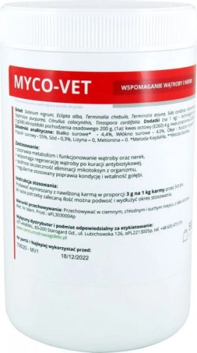 MYCO-VET 500g wspomaganie wątroby i nerek, eliminacja mykotoksyn