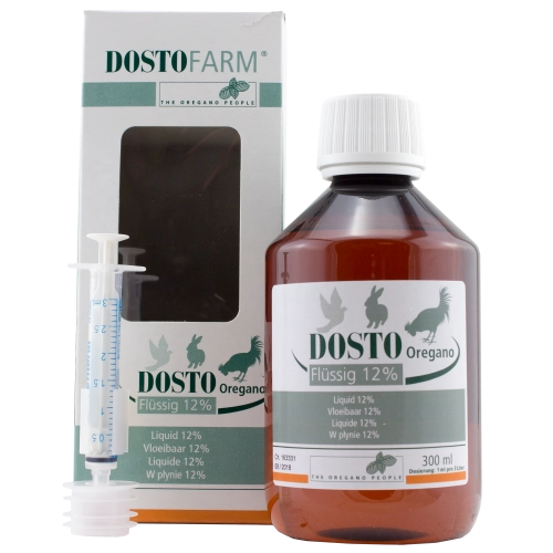 Dosto-Oregano flussig 12%  300ml -przeciw bakteriom, kokcydiozie, zdrowe drogi oddechowe